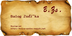 Balog Zsóka névjegykártya